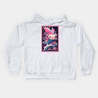 Cute Axolotl Anime Art Design | Cute Animals | Axolotl Hentaii Chibi Kawaii Design Kids Hoodie